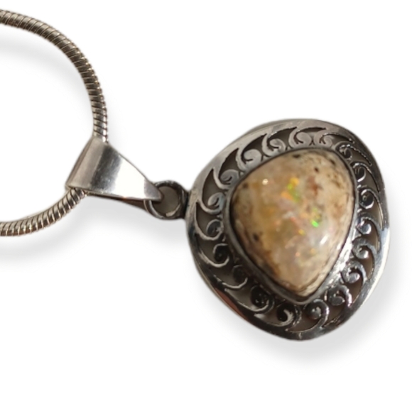 Mexican Fire Opal and silver chain - Picture 10 of 11